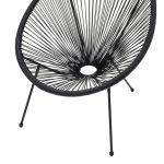 Komplet ngrënieje Acapulco  komplet me 3 xhama bastun prej palme kacavjerrëse të zezë metalike-zi D50X50cm - Image 6