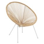 Komplet ngrënieje Acapulco II set  me 3 gota bastun prej palme kacavjerrëse të bardhë metal-natyrale D50X50cm - Image 2