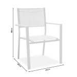 Tavolinë e ngrënies Moly-Synergy, prej 5 copë, alumin e bardhë dhe tekstil me kompensatë në ngjyrë natyrale 80x80x74cm - Image 7