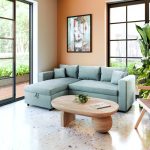 Qoshe divan-krevat kthyeshëm Lilian  pëlhurë të gjelbër mentë 225x148x81cm - Image 2