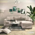 Corner divan-krevat kthyeshëm Lilian  pëlhurë beige 225x148x81cm - Image 2