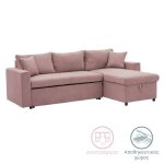 Corner divan-krevat kthyeshëm Lilian  pëlhurë mollë kalbur 225x148x81cm