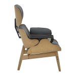 Karrige relaksuese Mirto, e bërë nga druri i ngurtë me ngjyrë arra dhe PU në ngjyrë të zezë, me dimenzion 80x80x96.5 cm. - Image 3