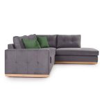 Divani i qoshes Boston  majtas pëlhurë qoshe të errët gri-errët gjelbër 280x225x90cm - Image 4