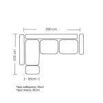 Divan qoshe luksoze II  qoshe të djathtë pëlhurë moka-krem 290x235x95cm - Image 4