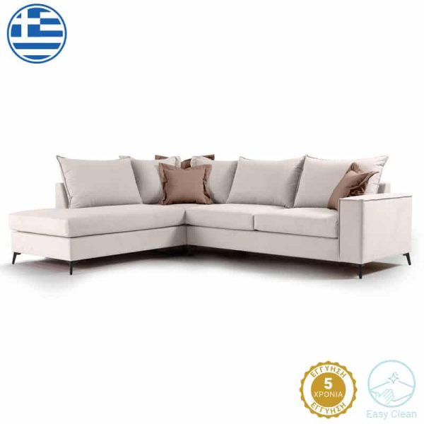 Corner divan Boston  qoshe të djathtë pëlhurë krem-mocha 290x235x95cm