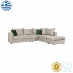 Divani polimorfik i kthyeshëm Iris  ecru antik pëlhurë-gjelbër jastëk 290x250x95cm