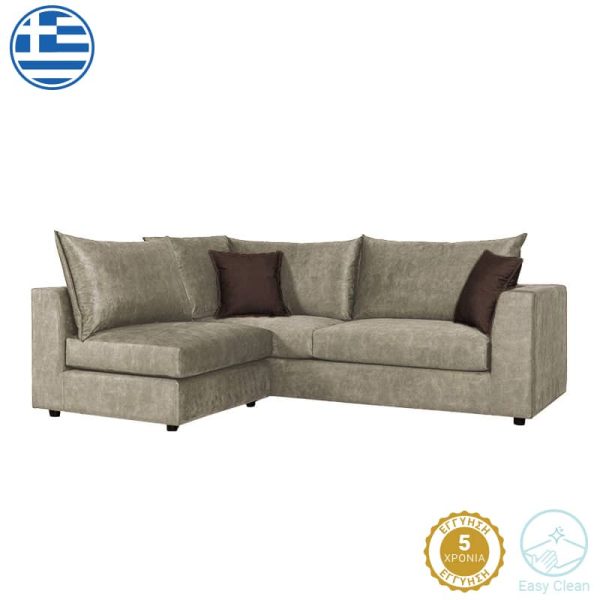 Divan polimorfik i kthyeshëm Artemis  beige pëlhurë antike-darkbrown jastëk 240x187x95cm