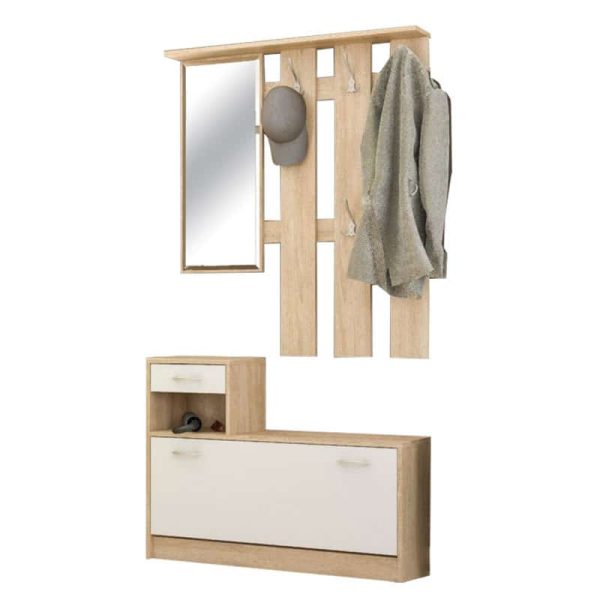 Mobilje hyrje Jamie ngjyra natyrore-e bardhë 100x27.5x187cm