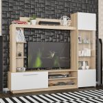 Kompleksi i dhomës së ndenjes Qershor  sonoma-ngjyra e bardhë 204x35x177cm - Image 2