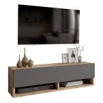 Roscoe  mur TV njësi me raft ngjyra anthracite-oak 100x31,5x29cm