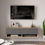 Roscoe  mur TV njësi me raft ngjyra anthracite-oak 100x31,5x29cm - Image 3