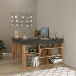 Tavolinë këndore Rosaline, në ngjyre lisi-antracit 120x129x72cm - Image 4