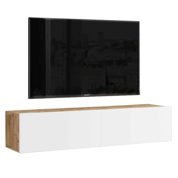 Serit  mur TV njësi në ngjyra white-sonoma 140x31.6x29.6cm