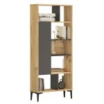 Neville  bookcase color natural-anthracite 72x25x163.3cm