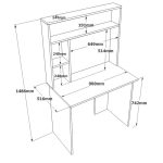 Tavolinë studimi me raft Leordo, melaminë gri e errët-sonoma 90x51.5x148.5cm - Image 3