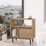 Tabela anësore Vercade  melamine natyrore-e zezë 60x25.5x60cm - Image 2