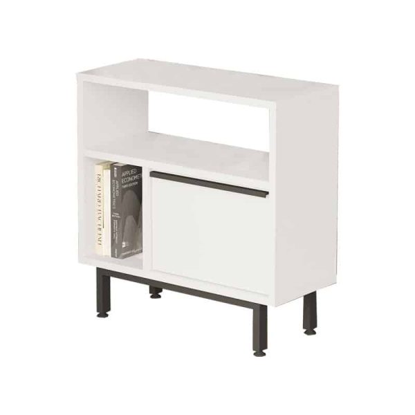 Tavolinë anësore Vercade, melaminë e bardhë-e zezë 60x25.5x60cm