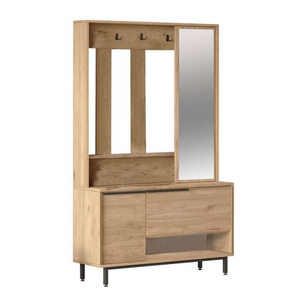 Njësia hyrëse Zerbie melamine natyrore-e zezë 112x35.5x178cm