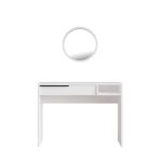 Tavolina e veshjes me pasqyrë Dorjie  melamine bardhë-errët gri 100x44.5x75cm - Image 3