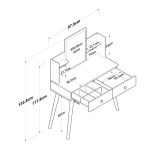 Tavolina e veshjes me pasqyrë Pakoworld me shi të bardhë 90x38.2x111.8cm - Image 5