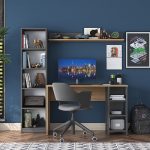 Tavoline pune me raft Goldie, në ngjyrë antracit natyral,160x45x161.8cm - Image 4