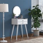 Tavolina e veshjes me pasqyrë Globy  bardhë 74x37x86cm - Image 2