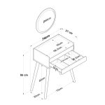 Tavolina e veshjes me pasqyrë Globy  bardhë 74x37x86cm - Image 6