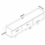 Mobilje televizori Hafmi, melaminë e bardhë dhe këmbë druri natyral 180x29.7x51.8cm - Image 5