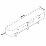 Mobilje televizori Pepkom, melaminë antracit me këmbë metalike të zeza 180x29.5x48.6cm - Image 6