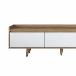 Mobilje televizori Bagale, melaminë e bardhë me këmbë druri natyral 180x29.7x51.8cm - Image 6