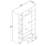 Garderobë me katër dyer dhe pasqyrë Rersin, melaminë arre e bardhë 140x51.5x210cm - Image 5