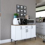 Bufe Ubron, melamine me ngjyrë arrë e bardhë, 120x40x78.6 cm - Image 2