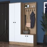 Mobilje hyrëse Nafdo, melamine e bardhë-arrë 119.6x35.5x182.8cm - Image 2