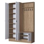 Mobilje hyrëse Nafdo, melamine e bardhë-arrë 119.6x35.5x182.8cm - Image 3