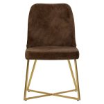 Karrige Elsie  kafe kadife këmbë e artë me shkëlqim antik - Image 4