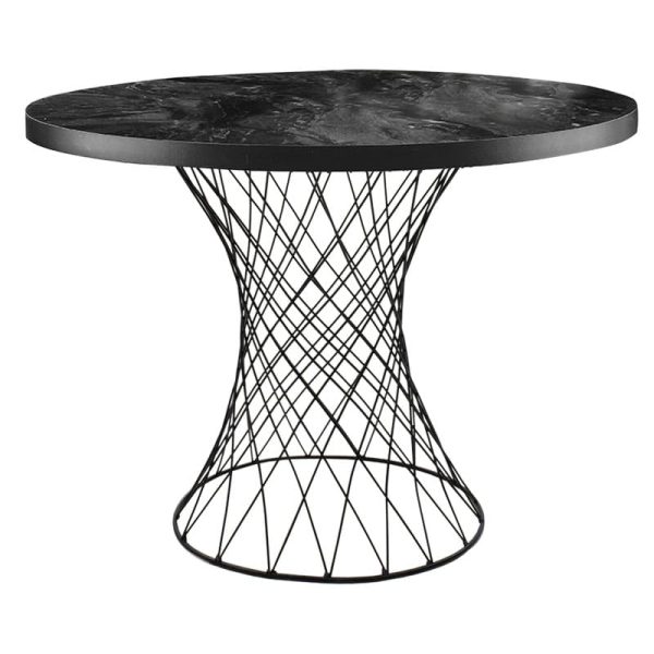 Tavolina e ngrënies Roter  metal mermer i zi-zi D90x75cm