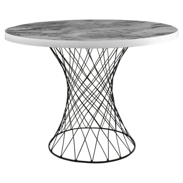 Tavolina e ngrënies Roter  metal mermer i bardhë-zi D90x75cm