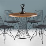 Tavolina e ngrënies Roter metal me arra të zeza D90x75cm - Image 2