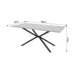 Tavolina Dinny, MDF lisi, metal i zi, 180x90x75cm - Image 7