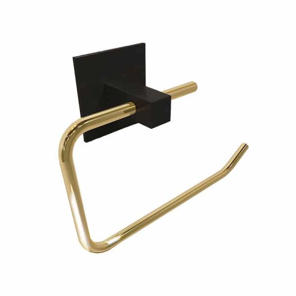 Mbajtësi i montuar i letrës higjenike Falcon gloss i artë i zi 16x5x8cm