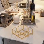 Mbajtësi i pecetës Peony  gloss i artë 20x20x7cm - Image 3