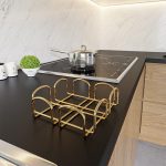 Mbajtësi i pecetës Peony  gloss i artë 20x20x7cm - Image 4