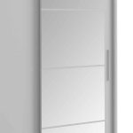 Gardërobë me dyer 2 rrëshqitëse Elodie  me pasqyrë të bardhë 160x61x216cm - Image 2