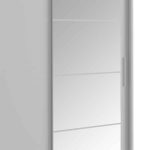 Gardërobë me dyer 2 rrëshqitëse Elodie  me pasqyrë të bardhë 180x61x216cm - Image 2