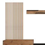 Mobilje televizori Litende  melamine me sonoma të zezë 249.5x42x199.5cm - Image 3