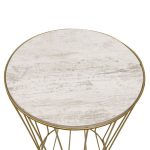 Tabela anësore Yava gri antike-artë D35x58cm - Image 2