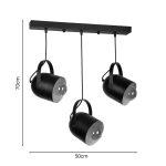 Llambë tavani me tre drita Biole, ngjyrë e zezë 50x6x70cm - Image 4