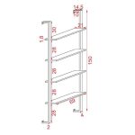 Raft muri Wilfred, dru masiv pishe natyrale-e zezë 69x21x150cm - Image 3