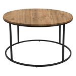 Tavolina e kafesë Emilian  oak melamine-black metal D60x42cm